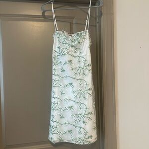 12th Tribe White Slip Dress Spaghetti Strap Mini